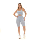 Conjunto Fitness 2 Peças: Top + Bermuda Levanta Bumbum | Azul Lavanda | Assunto Moda