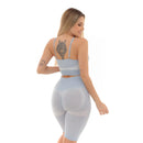 Conjunto Fitness 2 Peças: Top + Bermuda Levanta Bumbum | Azul Lavanda | Assunto Moda