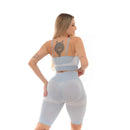 Conjunto Fitness 2 Peças: Top + Bermuda Levanta Bumbum | Azul Lavanda | Assunto Moda