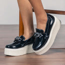 Mocassim Feminino GuGi com Sola Alta Metalizada – Estilo, Conforto e Poder em um Só Calçado!